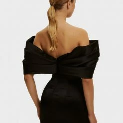 Milla COLLECTIONS Black Ruched Bow-neckline Party Mini Dress 20 Milla COLLECTIONS Black Ruched Bow-neckline Party Mini Dress