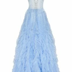 Milla COLLECTIONS Light Blue All Ruffled Up Evening Fluffy Dress