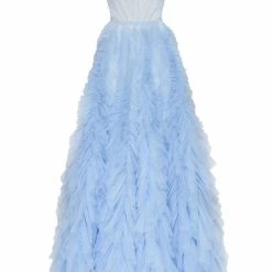 Milla COLLECTIONS Light Blue All Ruffled Up Evening Fluffy Dress