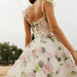 Milla Tender Floral Midi Tie-strap Dress