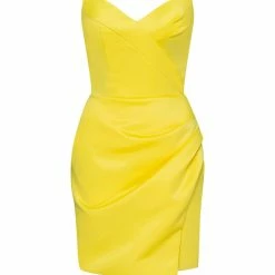 Milla COLLECTIONS Strapless Party Yellow Mini Dress