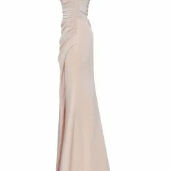 Milla COLLECTIONS Shiny Evening Maxi Dress On Straps With A Daring High Slit