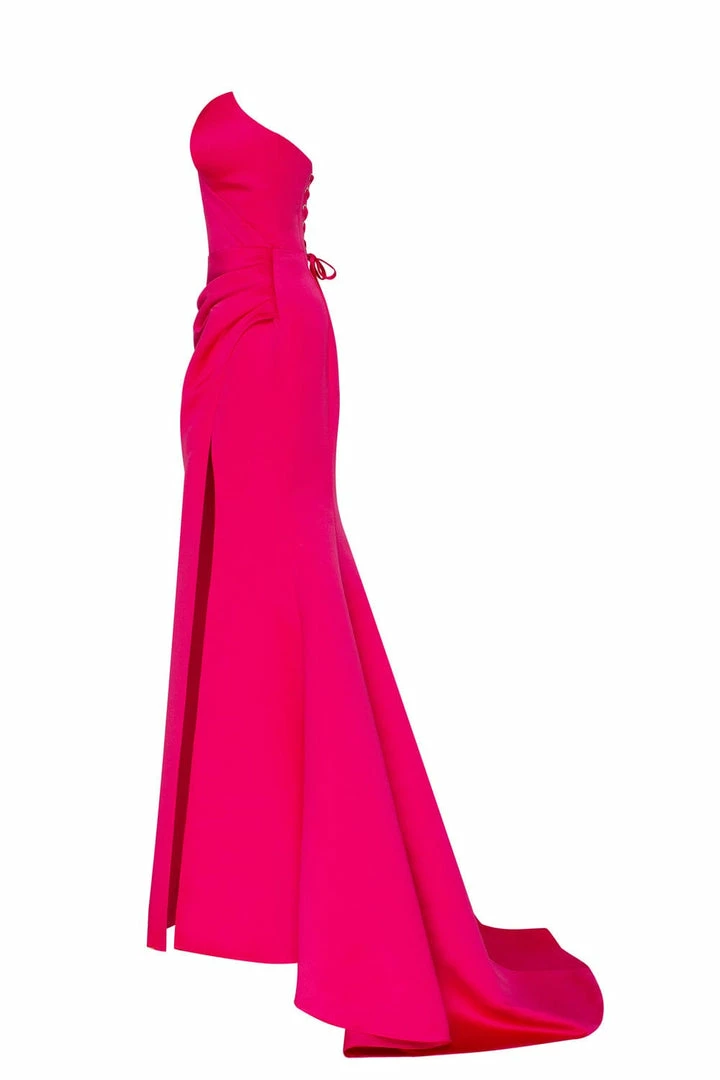 Milla Strapless Evening Gown With Thigh Slit 6 Milla Strapless Evening Gown With Thigh Slit