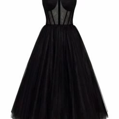 Milla Black Strapless Puffy Midi Tulle Dress COLLECTIONS 9 Milla Black Strapless Puffy Midi Tulle Dress COLLECTIONS