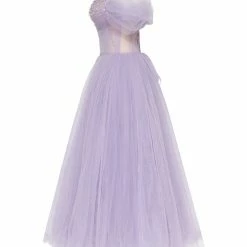 Milla COLLECTIONS Tender Off-the-shoulder Midi Dress With Shiny Rhinestones