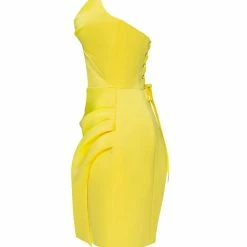 Milla COLLECTIONS Strapless Party Yellow Mini Dress