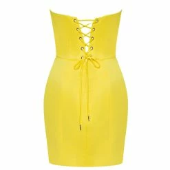Milla COLLECTIONS Strapless Party Yellow Mini Dress