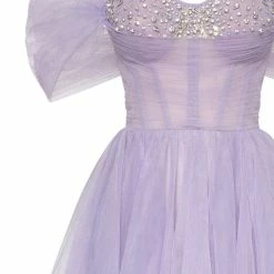 Milla COLLECTIONS Tender Off-the-shoulder Midi Dress With Shiny Rhinestones