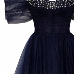 Milla COLLECTIONS Tender Off-the-shoulder Midi Dress With Shiny Rhinestones