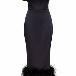 Milla Off The Shoulder Cocktail Feather Dress