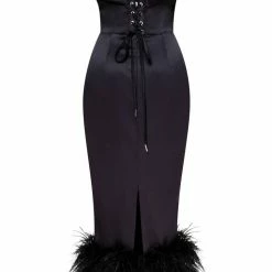 Milla Off The Shoulder Cocktail Feather Dress