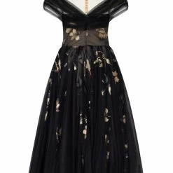 Milla Gold Applique Tulle Midi Dress COLLECTIONS