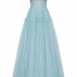 Milla COLLECTIONS Ocean Wave Tie-straps Tulle Prom Dress