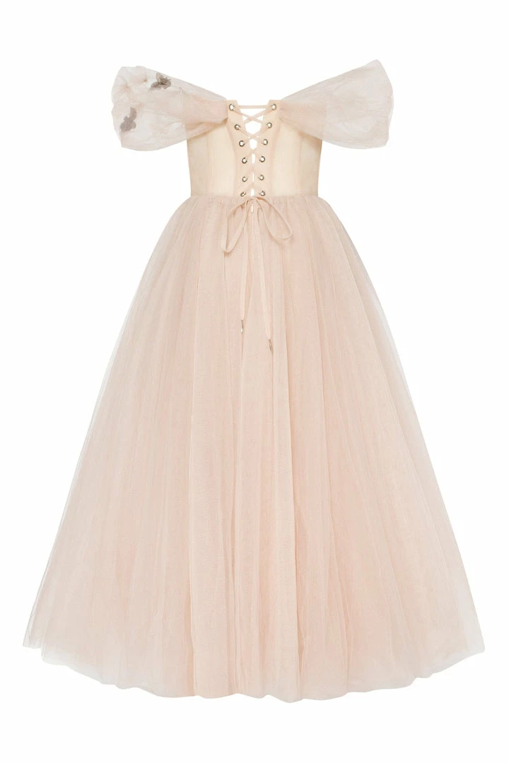 Milla Off-the-shoulder Midi Gown With The Tender Embellishment COLLECTIONS 8 Milla Off-the-shoulder Midi Gown With The Tender Embellishment COLLECTIONS