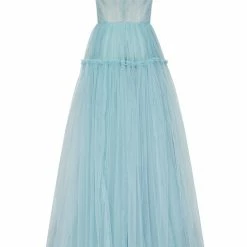 Milla COLLECTIONS Ocean Wave Tie-straps Tulle Prom Dress
