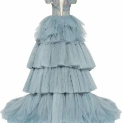 Milla COLLECTIONS Multi-layered Ball Evening Gown With Off-the-shoulder Feather Top