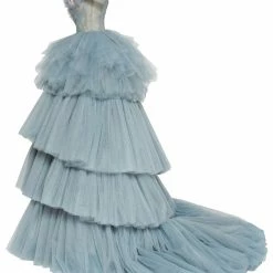 Milla COLLECTIONS Multi-layered Ball Evening Gown With Off-the-shoulder Feather Top