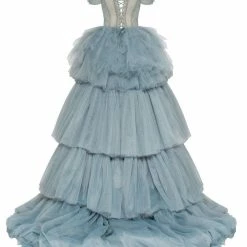 Milla COLLECTIONS Multi-layered Ball Evening Gown With Off-the-shoulder Feather Top