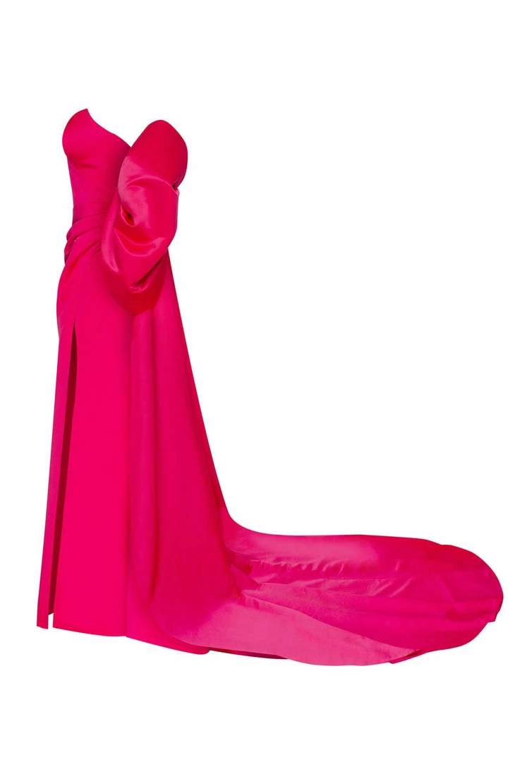 Milla Strapless Evening Gown With Thigh Slit 14 Milla Strapless Evening Gown With Thigh Slit