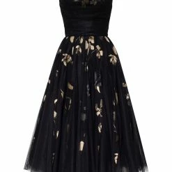 Milla Little Black Midi Dress With Tender Floral Appliqués COLLECTIONS