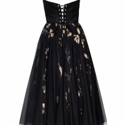 Milla Little Black Midi Dress With Tender Floral Appliqués COLLECTIONS