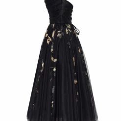 Milla Little Black Midi Dress With Tender Floral Appliqués COLLECTIONS