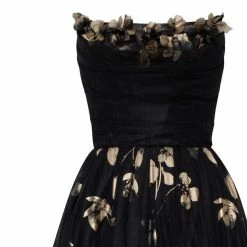 Milla Little Black Midi Dress With Tender Floral Appliqués COLLECTIONS