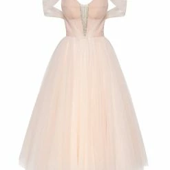Milla Feminine Tulle Cocktail Dress With The Light Off-the-shoulder Sleeves COLLECTIONS
