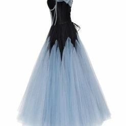 Milla Off-the-shoulder Tulle Cocktail Gown With The Mixed Skirt And Plunging Neckline