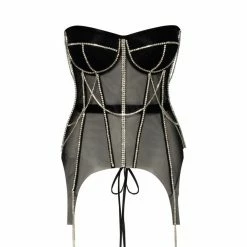 Milla Black Transparent Corset With The Shiny Rhinestones
