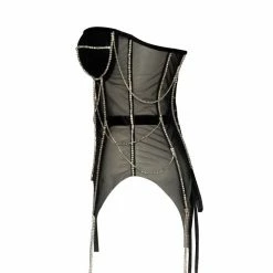 Milla Black Transparent Corset With The Shiny Rhinestones