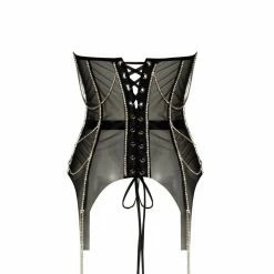 Milla Black Transparent Corset With The Shiny Rhinestones