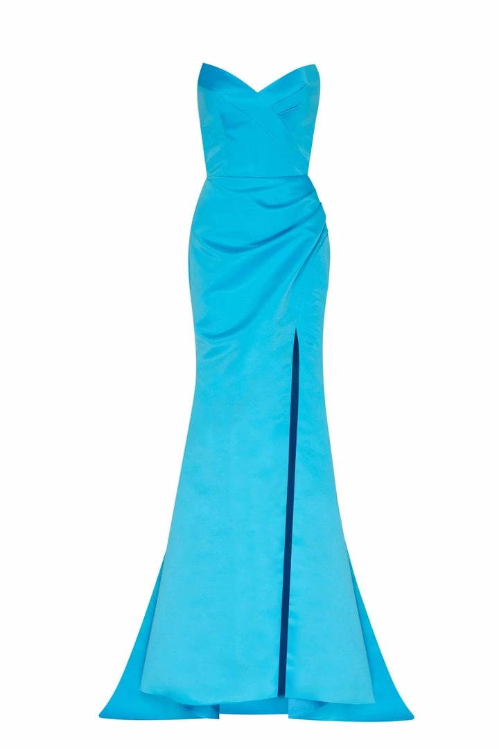 Milla Strapless Evening Gown With Thigh Slit 43 Milla Strapless Evening Gown With Thigh Slit