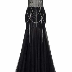 Milla Classy Tulle Dress Embellished With Bright Rhinestone Decor