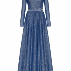 Milla COLLECTIONS Long-sleeve Maxi Dress Decorated With Shiny Rhinestones