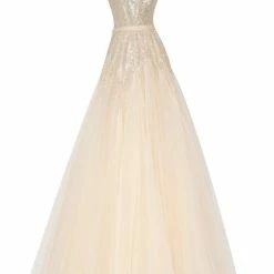 Milla COLLECTIONS Fitted Maxi Tulle Dress Sprinkled With Glitter
