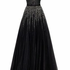 Milla COLLECTIONS Fitted Maxi Tulle Dress Sprinkled With Glitter