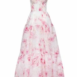 Milla Pink Peony Tender Floral Maxi Tie-strap Dress