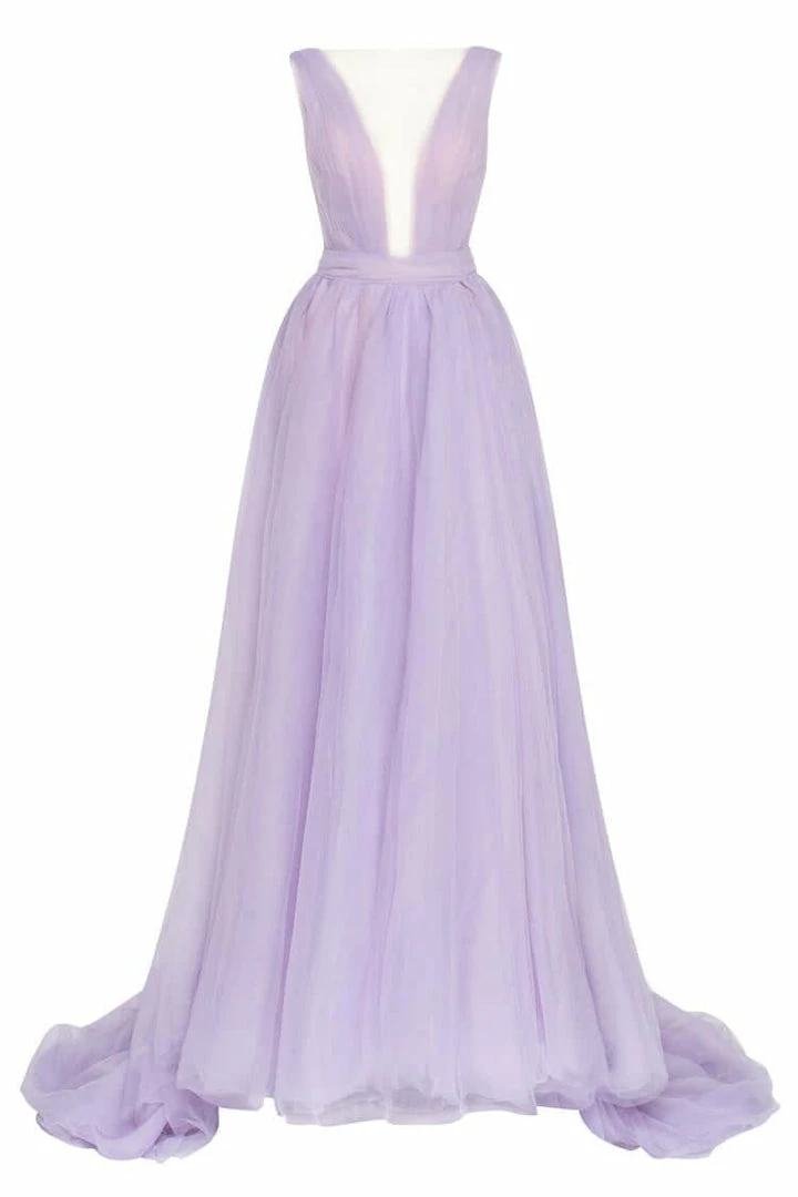 Milla Bow-Back Maxi Evening Tulle Dress COLLECTIONS 13 Milla Bow-Back Maxi Evening Tulle Dress COLLECTIONS