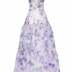 Milla COLLECTIONS Blue Peony Tender Floral Maxi Tie-strap Dress