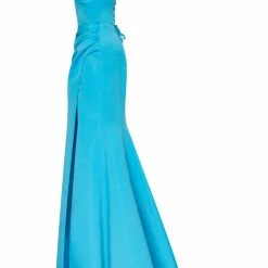 Milla Strapless Evening Gown With Thigh Slit 99 Milla Strapless Evening Gown With Thigh Slit
