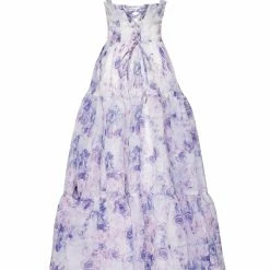 Milla COLLECTIONS Blue Peony Tender Floral Maxi Tie-strap Dress