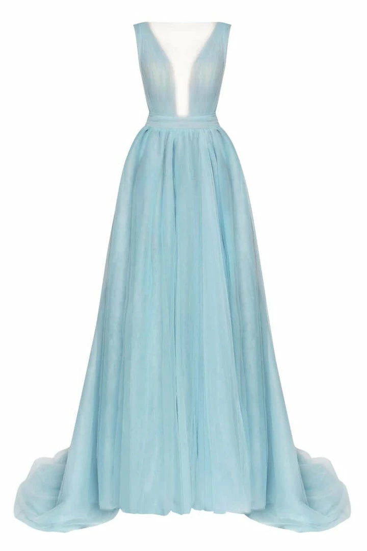 Milla Bow-Back Maxi Evening Tulle Dress COLLECTIONS 12 Milla Bow-Back Maxi Evening Tulle Dress COLLECTIONS