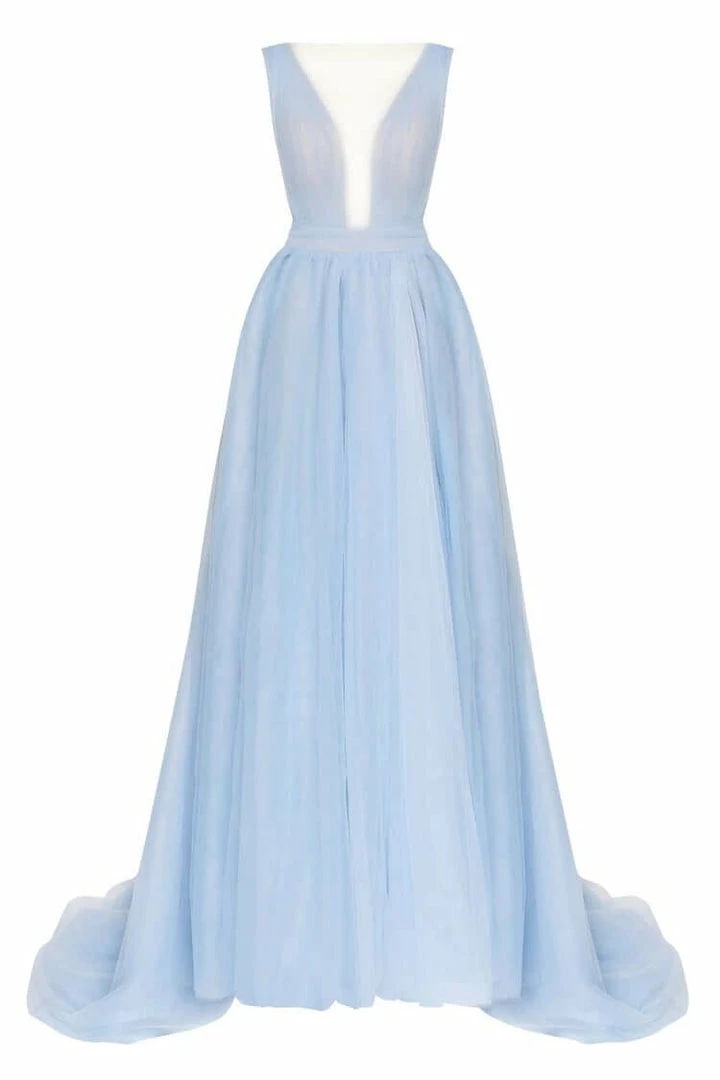 Milla Bow-Back Maxi Evening Tulle Dress COLLECTIONS 11 Milla Bow-Back Maxi Evening Tulle Dress COLLECTIONS