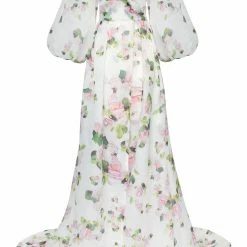 Milla Apple Blossom Elegant Floral Puff Sleeve Maxi Dress