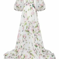 Milla Apple Blossom Elegant Floral Puff Sleeve Maxi Dress