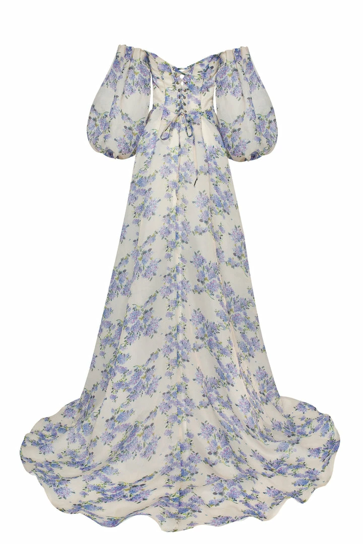 Milla COLLECTIONS Hydrangea Elegant Floral Puff Sleeve Maxi Dress 6 Milla COLLECTIONS Hydrangea Elegant Floral Puff Sleeve Maxi Dress