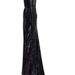 Milla Long Sleeved V-neck Black Sequin Dress
