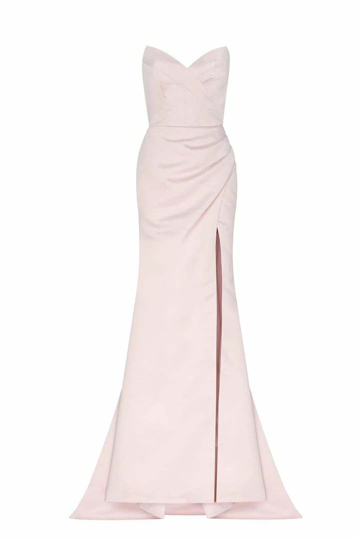 Milla Strapless Evening Gown With Thigh Slit 52 Milla Strapless Evening Gown With Thigh Slit