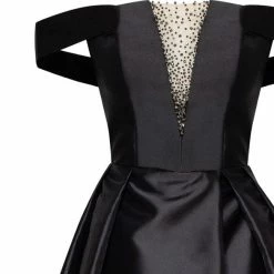 Milla COLLECTIONS Black Classic Atlas Dress With Plunging Neckline And High Slit 17 Milla COLLECTIONS Black Classic Atlas Dress With Plunging Neckline And High Slit